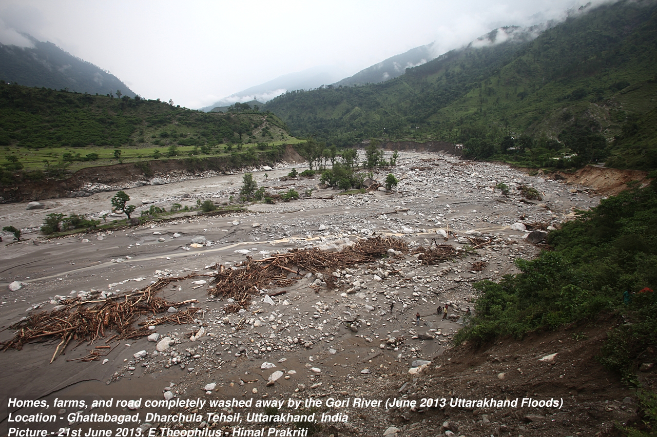 Homes, farms and roads destroyed in the floods at Ghattabagad -   21st June 2013  District Pithoragarh, Uttarakhand, India , June 2013